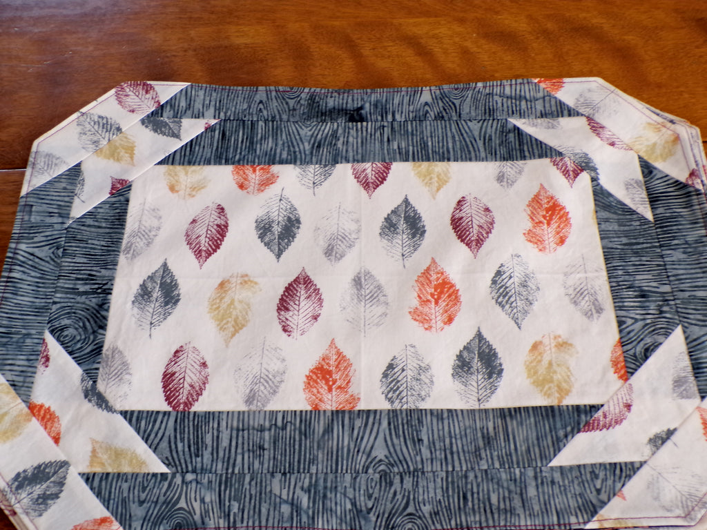 Autumn Leaves Handmade Quilted Placemat Set of 6 — Fall Farmhouse Table Decor