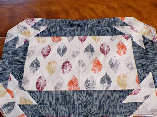 Autumn Leaves Handmade Quilted Placemat Set of 6 — Fall Farmhouse Table Decor