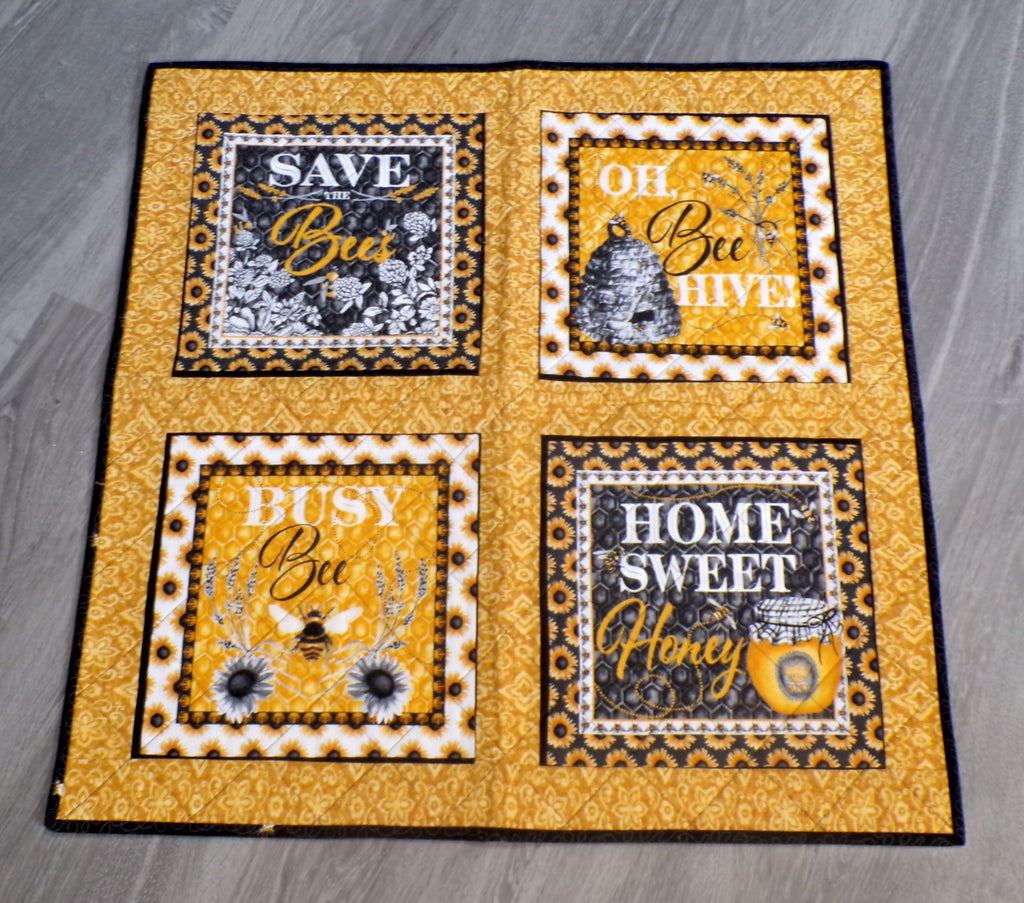 Bee Happy Quilted Table Topper / Wall Hanging