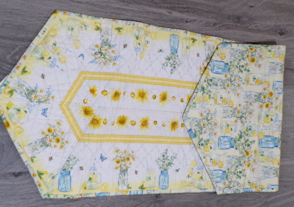 Mason Jar Bouquet Quilted Table Runner