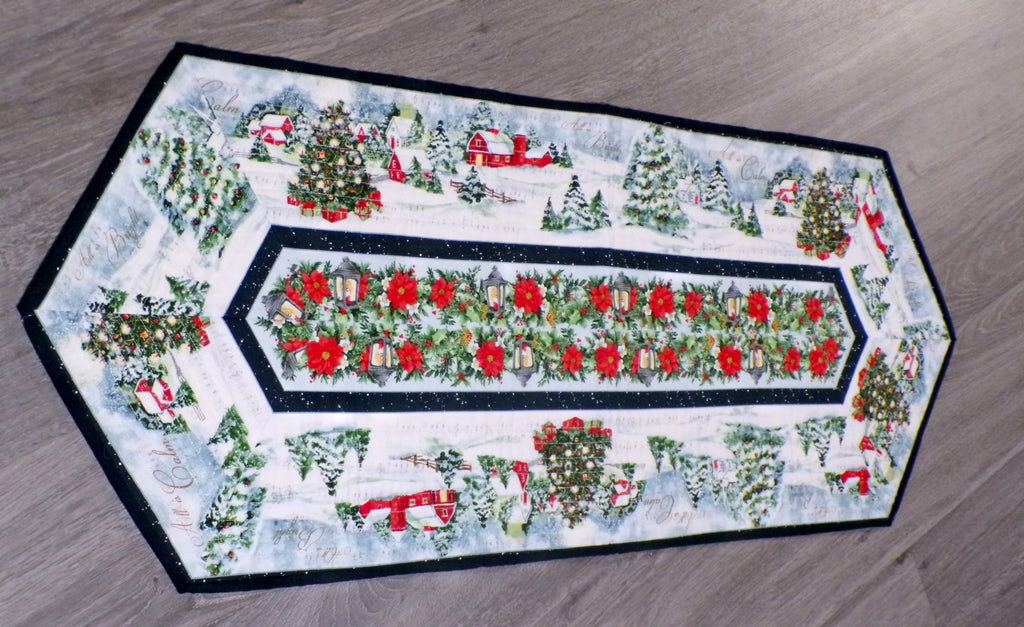Christmas Village Quilted Holiday Table Runner