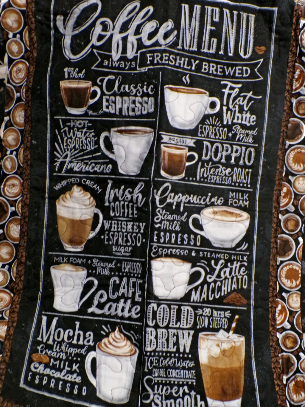 Coffee Menu Quilted Wall Hanging
