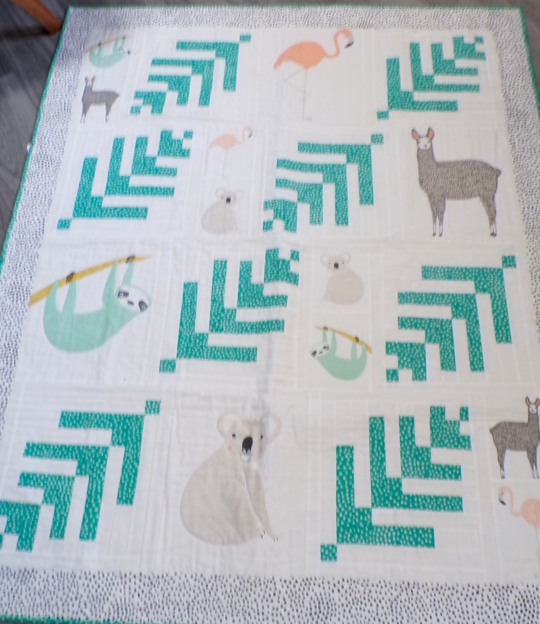 Woodland Animals Baby Quilt and 4 Prints