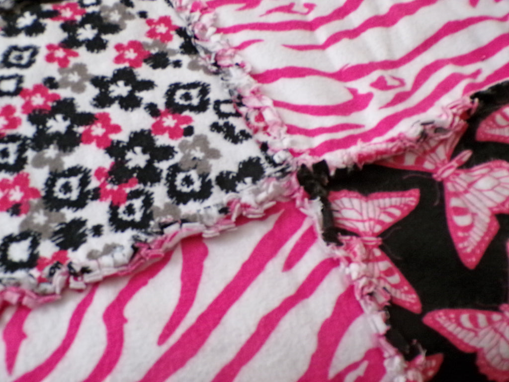 Pink & Black Rag Quilt